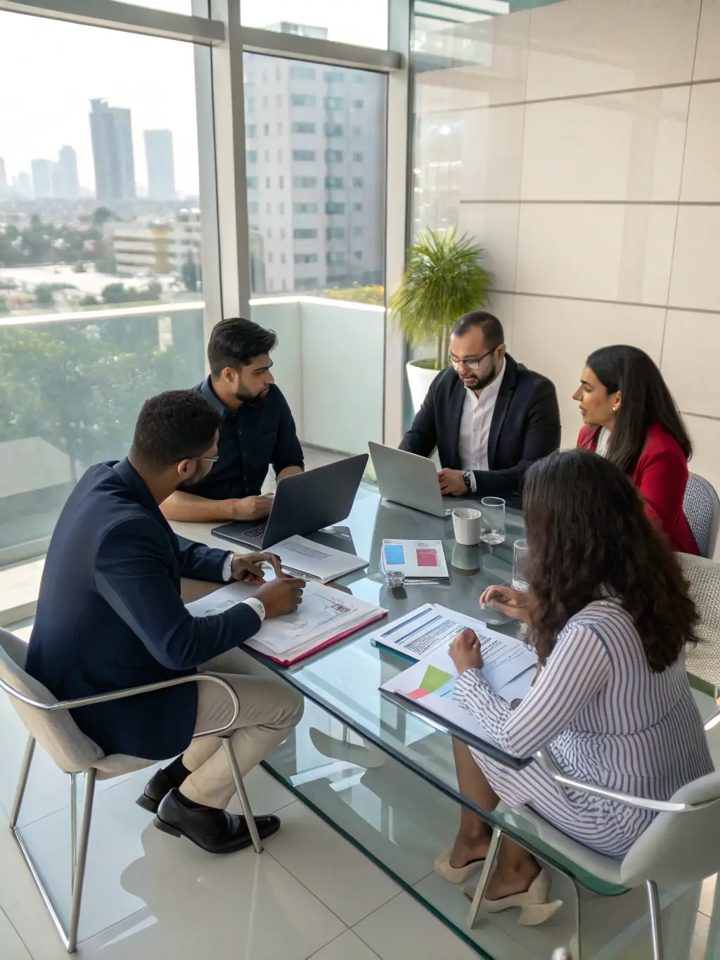 A professional photo showcasing a team of experienced HR consultants discussing labor regulations and strategies in a modern office setting, emphasizing their expertise.